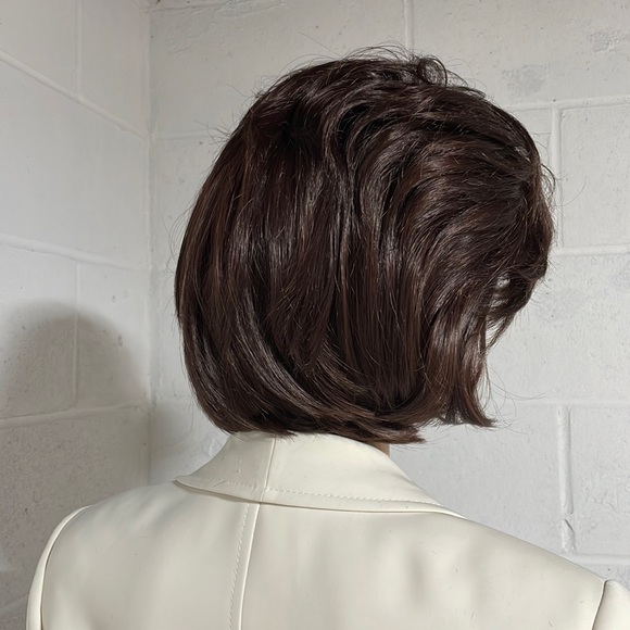 NWT 11” dark brown wig natural puff volume thick top layers adjustable bangs DP - Picture 4 of 16